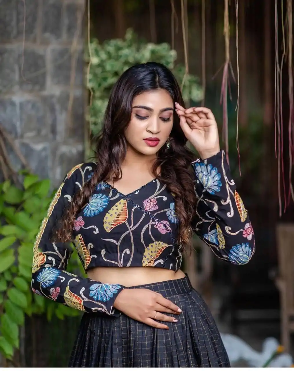 Black Chant Crepe Digital Print Lehenga Choli - Image 2