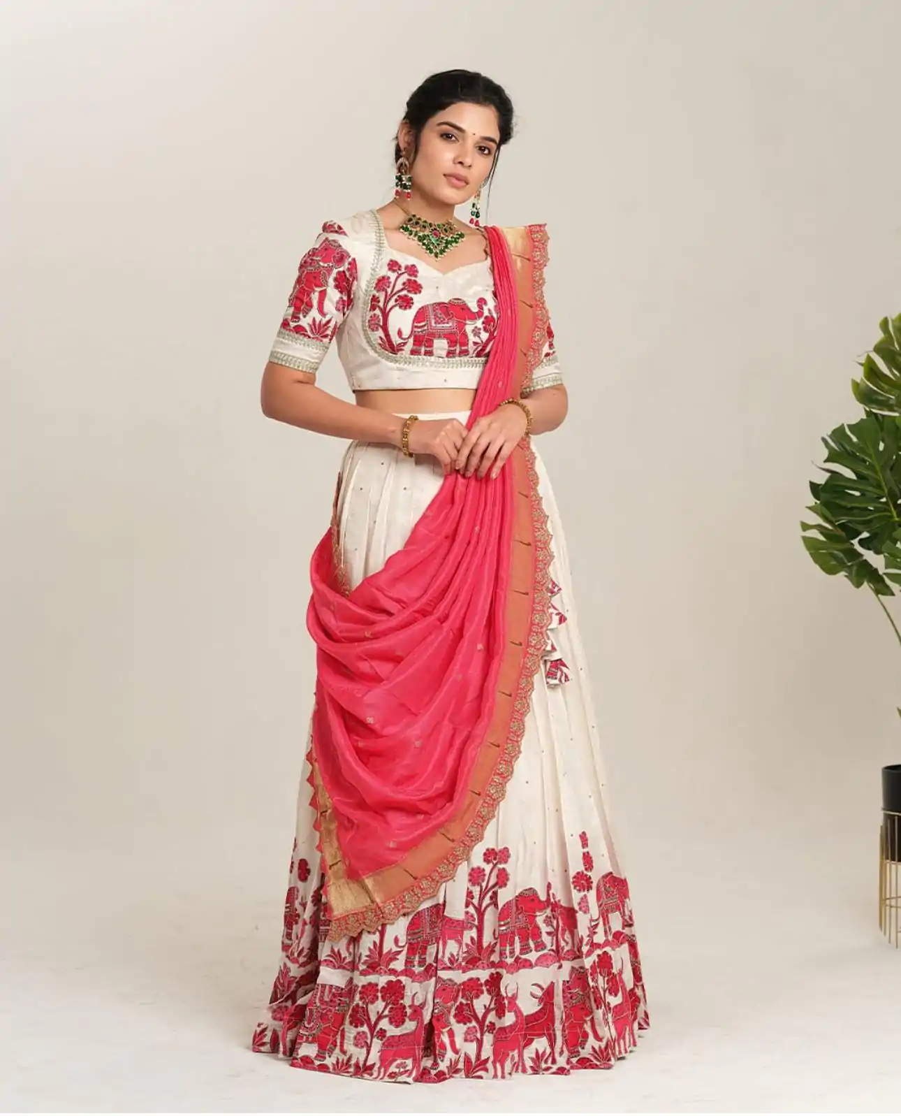 Beautiful Red Color Cotton Kalamkari Print Lehenga Choli