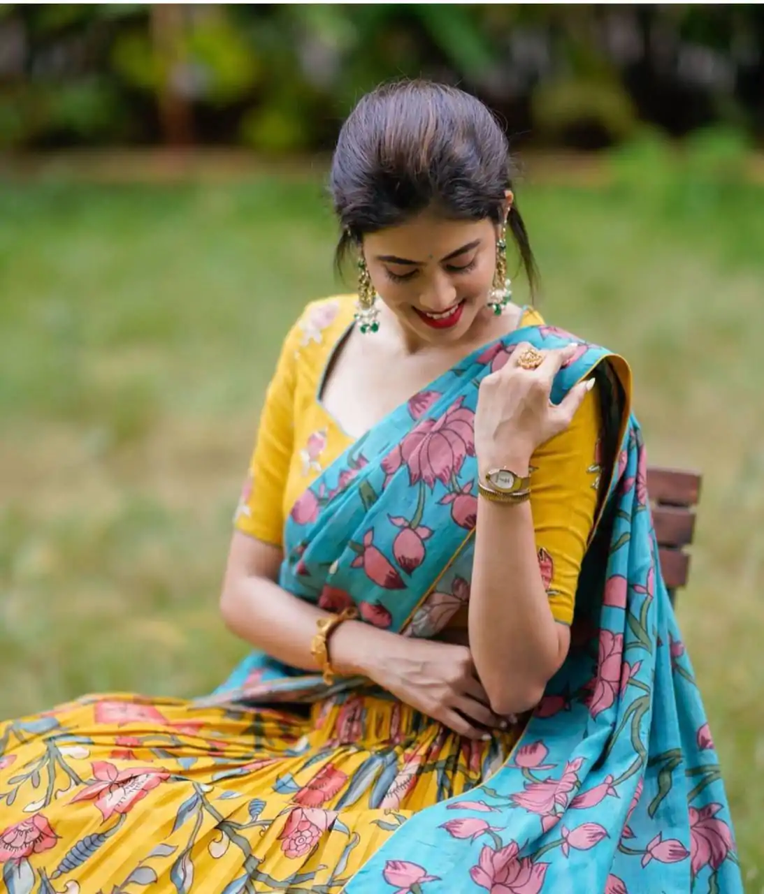 Yellow Chant Crepe Print Lehenga Choli - Image 3