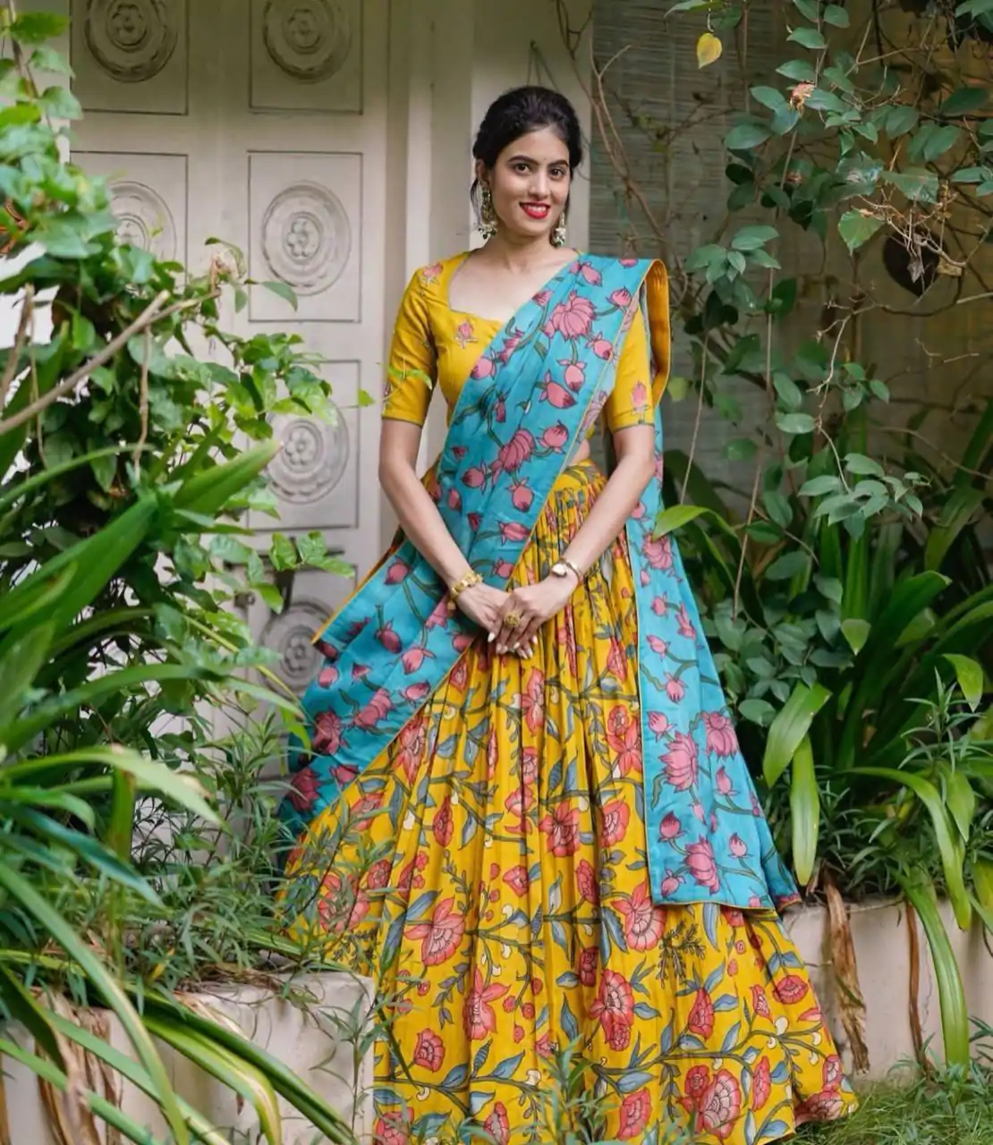Beautiful Yellow Color Chant Crepe Kalamkari Print Lehenga Choli