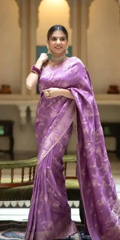 MB 494 Purple Color Soft Litchi Silk All Over Weaving Saree Casual, Wedding, Festive, Events . Expected Delivery  4-6 Working Days @1199/- only                                                                                                                                             | Sarees, Bollywood Sarees, Creative Sarees, Designer Sarees, Embroidered Sarees, Ethnic Saree, Modern Digital sarees, Party Wear Sarees