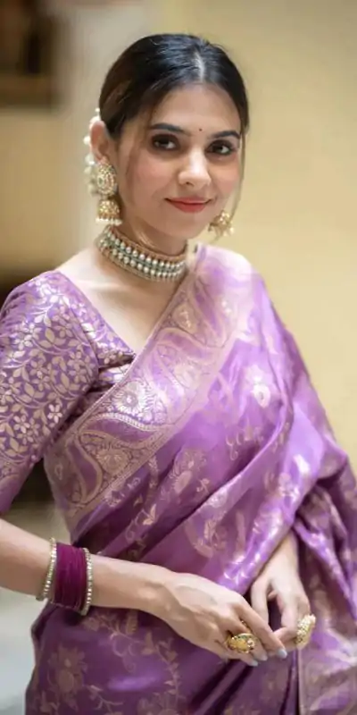 MB 494 Purple Color Soft Litchi Silk All Over Weaving Saree Casual, Wedding, Festive, Events . Expected Delivery  4-6 Working Days @1199/- only                                                                                                                                             | Sarees, Bollywood Sarees, Creative Sarees, Designer Sarees, Embroidered Sarees, Ethnic Saree, Modern Digital sarees, Party Wear Sarees