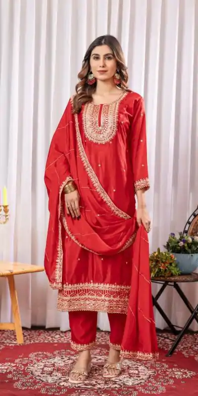 DC G89 Red Color Chinon Thread Sequence Work Salwar Suit Casual, Wedding, Festive, Events . Expected Delivery 4-6 Working Days @1999/- only | Jump Suits, Salwar suit, Casual Suits, Creative suits, Designer Suits, Palazzo Suits, Party Wear Suits, Patiala Suits, Straight Suits