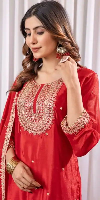 DC G89 Red Color Chinon Thread Sequence Work Salwar Suit Casual, Wedding, Festive, Events . Expected Delivery 4-6 Working Days @1999/- only | Jump Suits, Salwar suit, Casual Suits, Creative suits, Designer Suits, Palazzo Suits, Party Wear Suits, Patiala Suits, Straight Suits