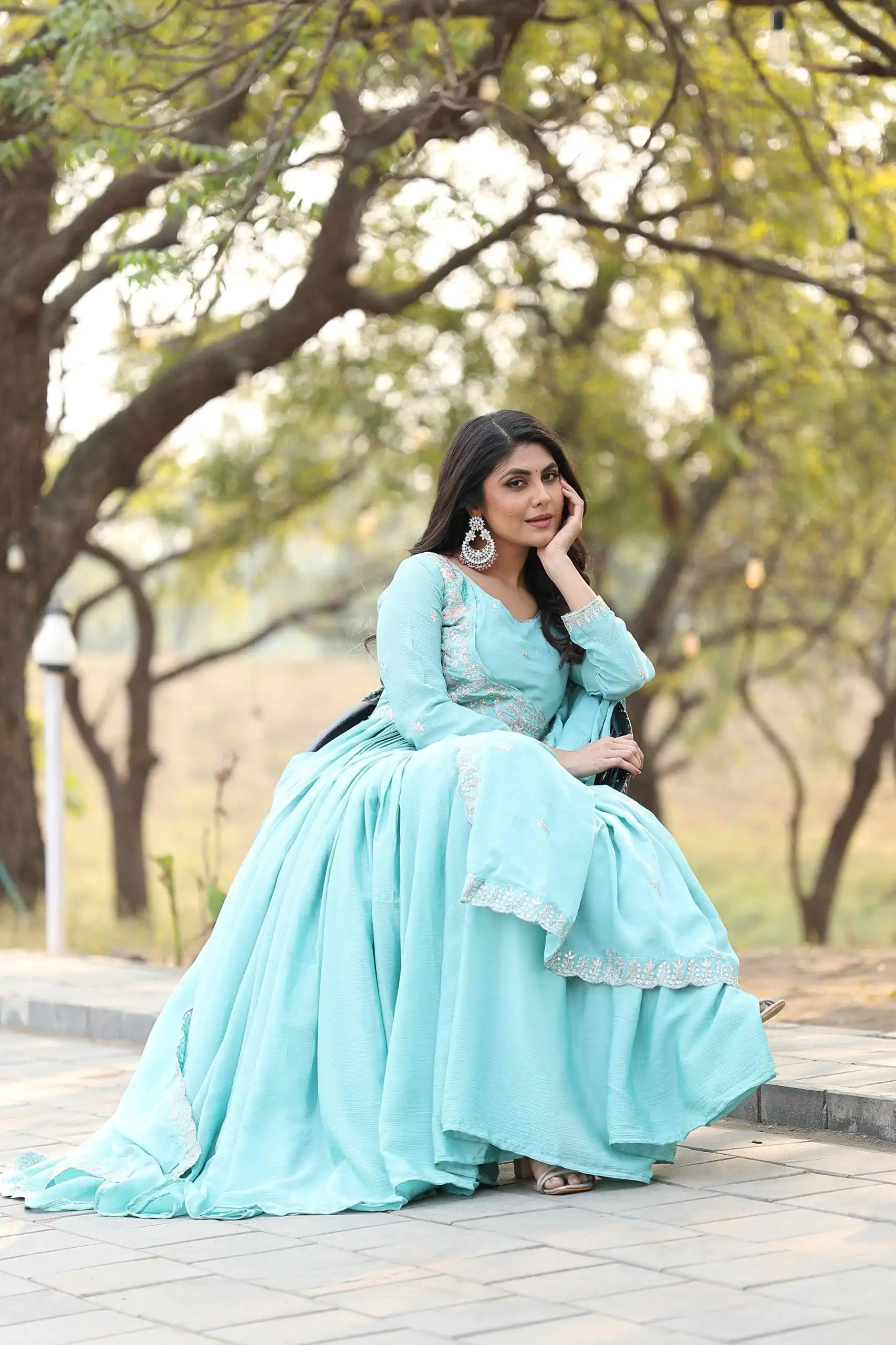 Rama Chinon Sequence With Thread Work Gown - Image 2