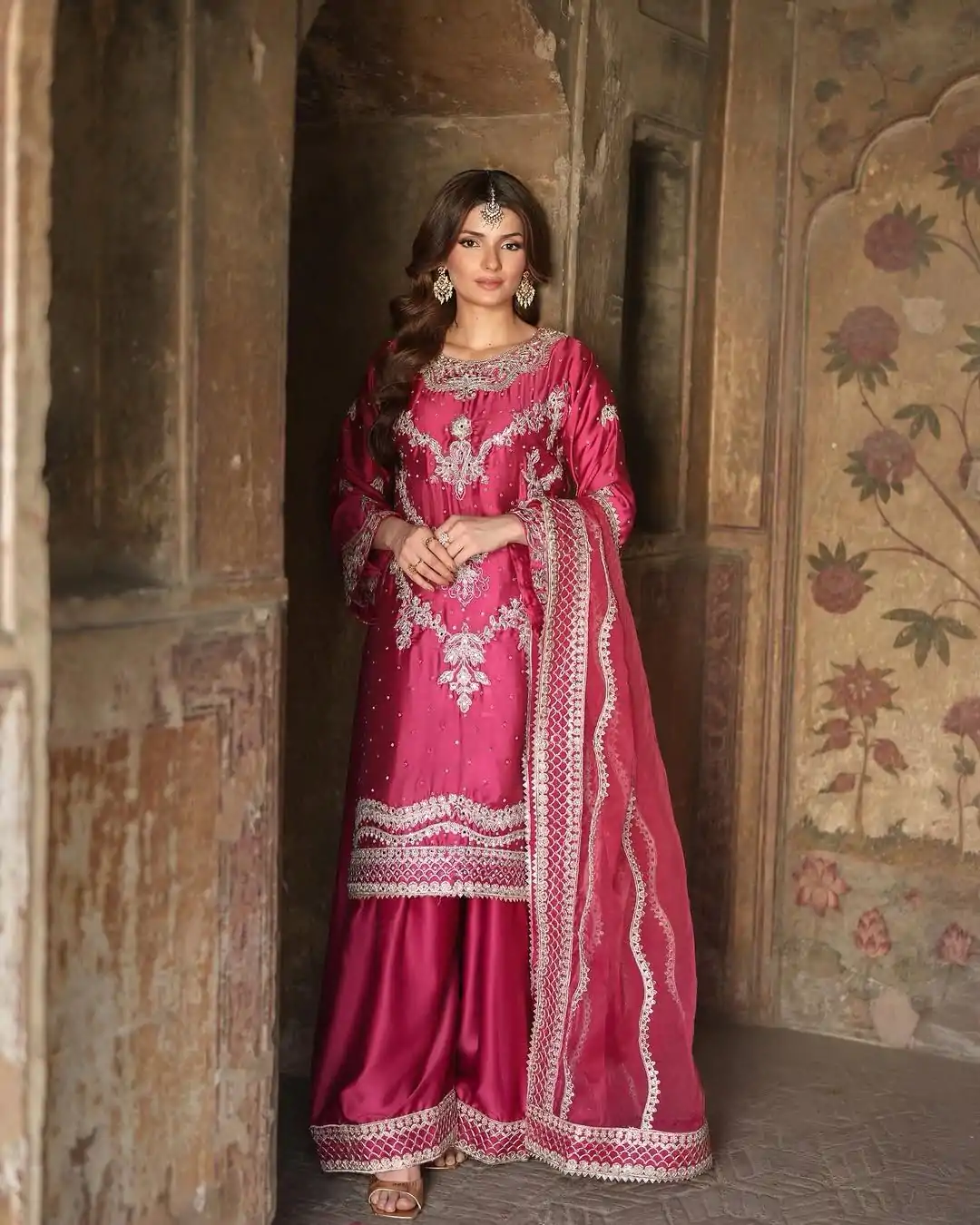 SRK 5251 Rani Pink Color Chinnon Silk Sequence Work Salwar Suit Salwar Suit Casual, Wedding, Festive, Events . Expected Delivery 4-6 Working Days @2149/- | Jump Suits, Salwar suit, Casual Suits, Creative suits, Designer Suits, Palazzo Suits, Party Wear Suits, Patiala Suits, Straight Suits