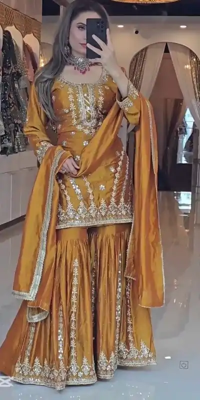 SRK 5248 Yellow Color Foix Georgette Beads With Sequence Salwar Suit Casual, Wedding, Party, Festive, Events Etc.4-6 Working Days@ 2149/-only | Jump Suits, Salwar suit, Casual Suits, Creative suits, Designer Suits, Palazzo Suits, Party Wear Suits, Patiala Suits, Straight Suits
