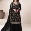 Dazzling Black Color Chinon Multi Work Salwar Suit