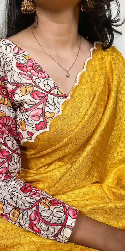 Dazzling Yellow Color Gadwall Chex Arce Work Saree