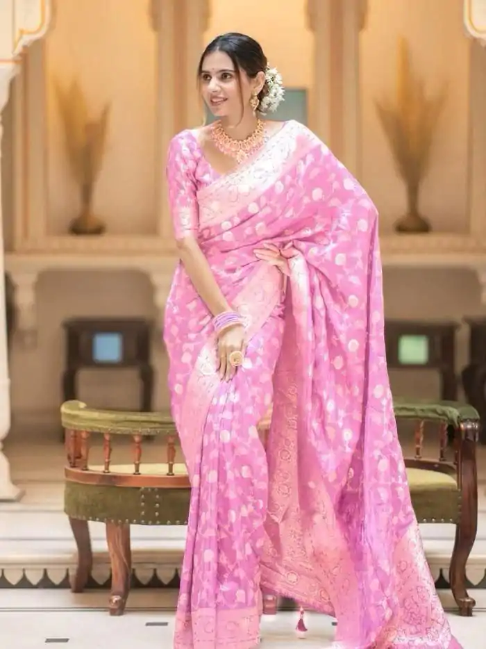 MS 483 Pink Color Soft Litchi Silk Kubera Pattu Saree Casual, Wedding, Festive, Events . Expected Delivery  4-6 Working Days @1199/- only                                                                                                                                             | Sarees, Bollywood Sarees, Creative Sarees, Designer Sarees, Embroidered Sarees, Ethnic Saree, Modern Digital sarees, Party Wear Sarees