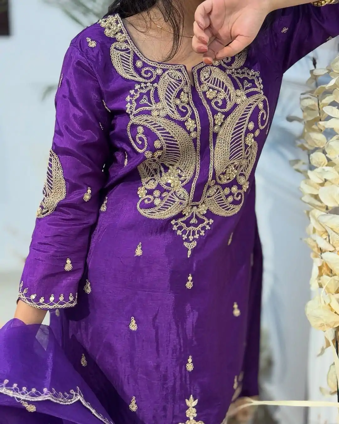 VLM 269 Purple Color Chinon Silk Embroidery Work Salwar Suit Casual, Wedding, Festive, Events . Expected Delivery  4-6 Working Days @2099/- only      | Jump Suits, Salwar suit, Casual Suits, Creative suits, Designer Suits, Palazzo Suits, Party Wear Suits, Patiala Suits, Straight Suits