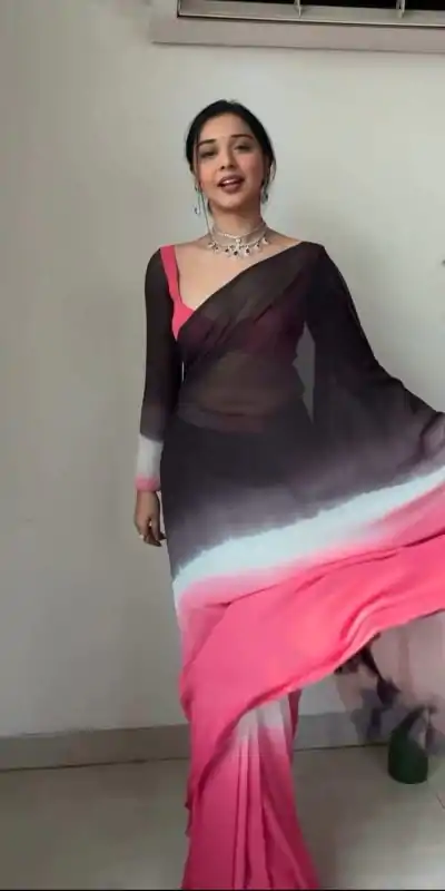 SC 235 Black Pink Color Soft Georgette Silk Ready To Wear Saree Casual, Wedding, Festive, Events . Expected Delivery 4-6 Working Days @1549/- only | Sarees, Bollywood Sarees, Creative Sarees, Designer Sarees, Embroidered Sarees, Ethnic Saree, Modern Digital sarees, Party Wear Sarees