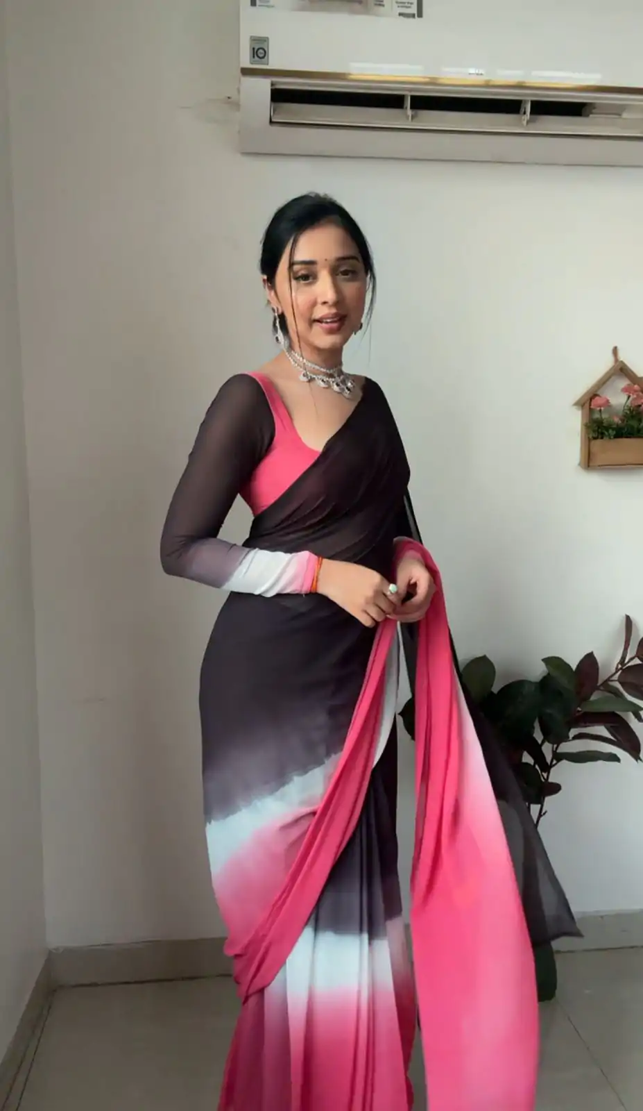 SC 235 Black Pink Color Soft Georgette Silk Ready To Wear Saree Casual, Wedding, Festive, Events . Expected Delivery 4-6 Working Days @1549/- only | Sarees, Bollywood Sarees, Creative Sarees, Designer Sarees, Embroidered Sarees, Ethnic Saree, Modern Digital sarees, Party Wear Sarees