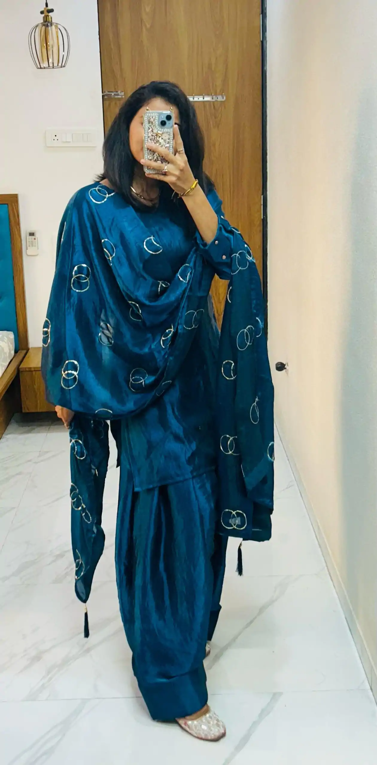 Fantastic Rama Blue Color Fendi Silk Salwar Suit