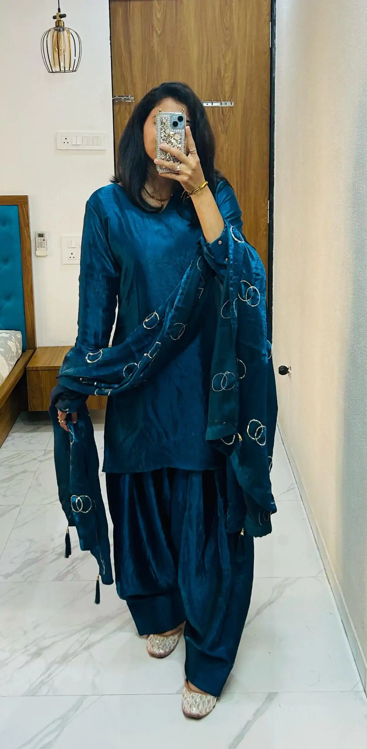 Rama Blue Silk Salwar Suit - Image 7