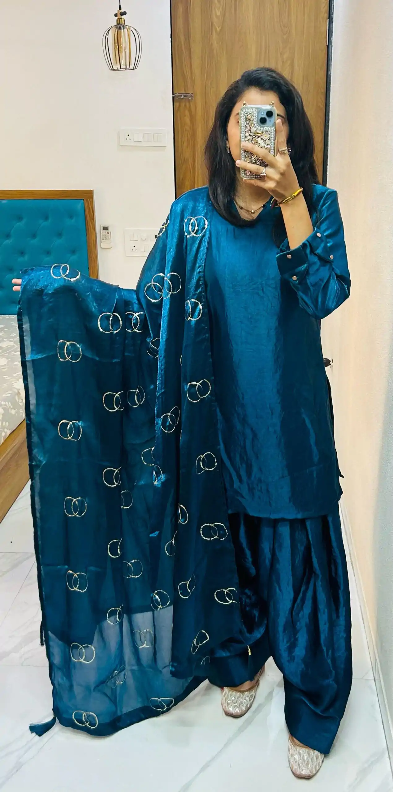 Rama Blue Silk Salwar Suit - Image 8