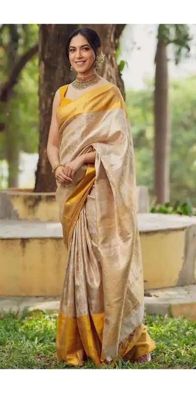 SC 231 Yellow Color Soft Lichi Silk Golden Jari Jacquard border Saree Casual, Wedding, Festive, Events . Expected Delivery  4-6 Working Days @1449/- only                                                                                                                                             | Sarees, Bollywood Sarees, Creative Sarees, Designer Sarees, Embroidered Sarees, Ethnic Saree, Modern Digital sarees, Party Wear Sarees