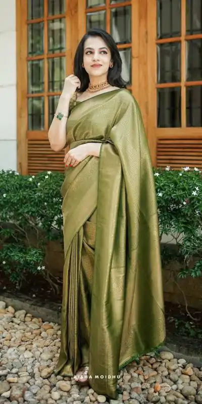 KP 4074 Mehndi Color Lichi Silk Jacquard Work On All Over Saree Casual, Wedding, Festive, Events . Expected Delivery  4-6 Working Days @1399/- only                                                                                                                                           | Sarees, Bollywood Sarees, Creative Sarees, Designer Sarees, Embroidered Sarees, Ethnic Saree, Modern Digital sarees, Party Wear Sarees