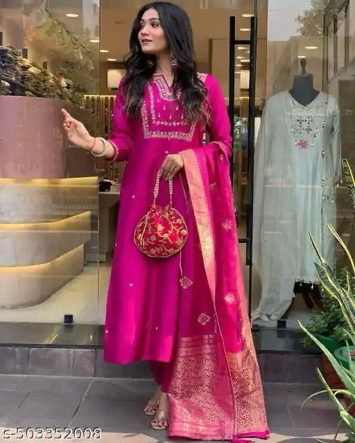 MF 749 Rani pink Color Roman Silk Coding Work Salwar Suit Casual, Wedding, Party, Festive, Events Etc.4-6 Working Days@ 1699/-only | Jump Suits, Salwar suit, Casual Suits, Creative suits, Designer Suits, Palazzo Suits, Party Wear Suits, Patiala Suits, Straight Suits