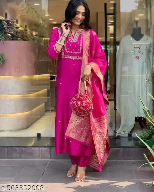 MF 749 Rani pink Color Roman Silk Coding Work Salwar Suit Casual, Wedding, Party, Festive, Events Etc.4-6 Working Days@ 1699/-only | Jump Suits, Salwar suit, Casual Suits, Creative suits, Designer Suits, Palazzo Suits, Party Wear Suits, Patiala Suits, Straight Suits