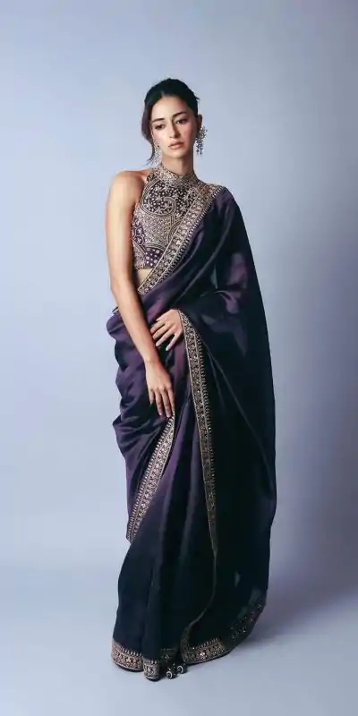 Glowing Royal Blue Color Jimmy Chu Work Thread Sequence work Saree