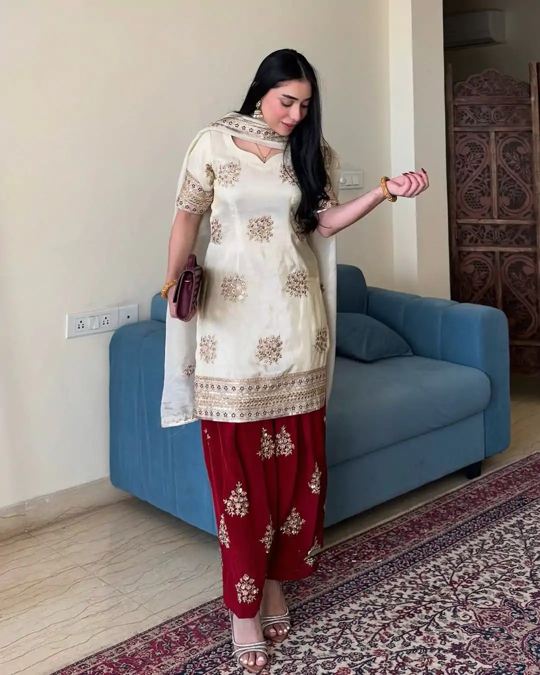 VLM 265 White Color Chinon Silk With Embroidery Work Salwar Suit Casual, Wedding, Party, Festive, Events Etc.4-6 Working Days@ 2049/-only | Jump Suits, Salwar suit, Casual Suits, Creative suits, Designer Suits, Palazzo Suits, Party Wear Suits, Patiala Suits, Straight Suits