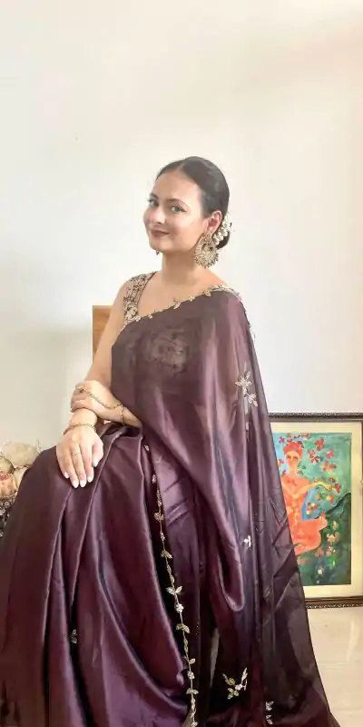  AC Resham Brown Color Rangoli Silk Handwork Cutwork Pearl Saree Casual, Wedding, Festive, Events . Expected Delivery  4-6 Working Days @1999/- only                                                                                                                                             | Sarees, Bollywood Sarees, Creative Sarees, Designer Sarees, Embroidered Sarees, Ethnic Saree, Modern Digital sarees, Party Wear Sarees