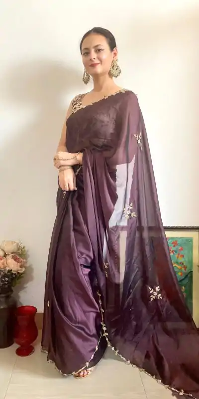  AC Resham Brown Color Rangoli Silk Handwork Cutwork Pearl Saree Casual, Wedding, Festive, Events . Expected Delivery  4-6 Working Days @1999/- only                                                                                                                                             | Sarees, Bollywood Sarees, Creative Sarees, Designer Sarees, Embroidered Sarees, Ethnic Saree, Modern Digital sarees, Party Wear Sarees