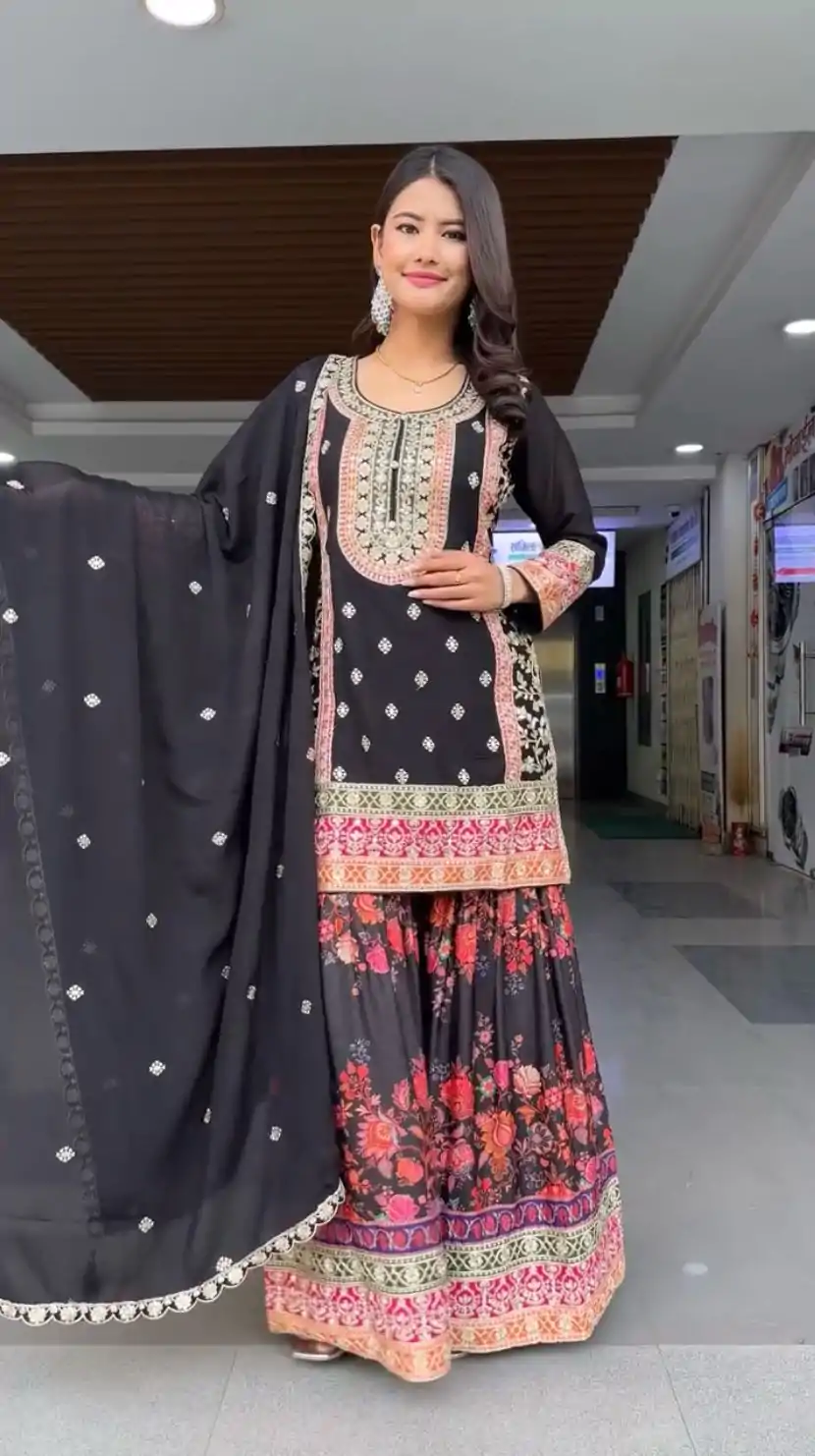 KF 1680 Black Color Georgette Sequences Work Salwar Suit Casual, Wedding, Festive, Events . Expected Delivery  4-6 Working Days @2199/- only      | Jump Suits, Salwar suit, Casual Suits, Creative suits, Designer Suits, Palazzo Suits, Party Wear Suits, Patiala Suits, Straight Suits