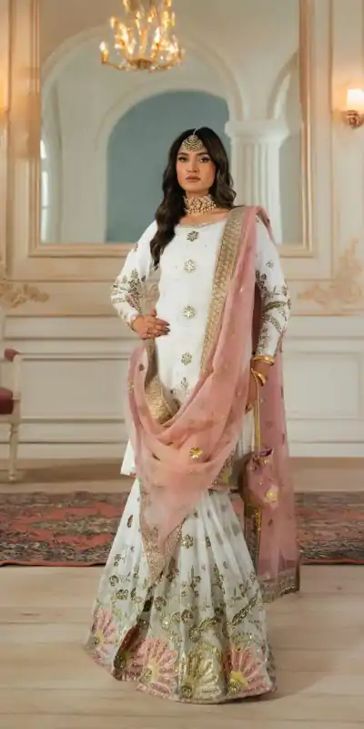 Grand White Color Georgette Sequence Work Salwar Suit