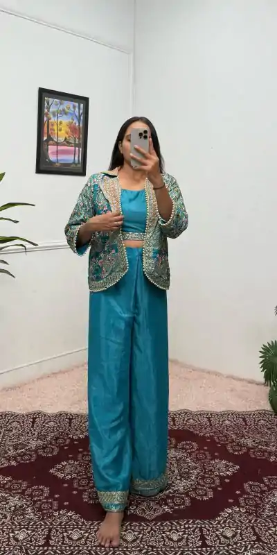 ST 1096 Blue Color Chinon Embroidery Work With Moti Lace Salwar Suit Casual, Wedding, Festive, Events . Expected Delivery  4-6 Working Days @1999/- only      | Jump Suits, Salwar suit, Casual Suits, Creative suits, Designer Suits, Palazzo Suits, Party Wear Suits, Patiala Suits, Straight Suits