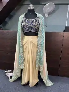 BD 1747 Blue Color Chinon Silk Embroidery Sequins Work Dhoti Suit Casual, Wedding, Party, Festive, Events Etc.4-6 Working Days@ 1999/-only | Jump Suits, Salwar suit, Casual Suits, Creative suits, Designer Suits, Palazzo Suits, Party Wear Suits, Patiala Suits, Straight Suits