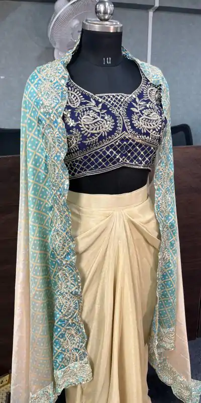 BD 1747 Blue Color Chinon Silk Embroidery Sequins Work Dhoti Suit Casual, Wedding, Party, Festive, Events Etc.4-6 Working Days@ 1999/-only | Jump Suits, Salwar suit, Casual Suits, Creative suits, Designer Suits, Palazzo Suits, Party Wear Suits, Patiala Suits, Straight Suits