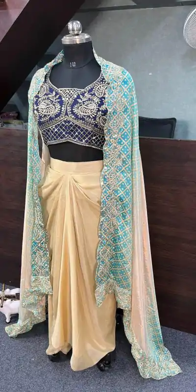 BD 1747 Blue Color Chinon Silk Embroidery Sequins Work Dhoti Suit Casual, Wedding, Party, Festive, Events Etc.4-6 Working Days@ 1999/-only | Jump Suits, Salwar suit, Casual Suits, Creative suits, Designer Suits, Palazzo Suits, Party Wear Suits, Patiala Suits, Straight Suits