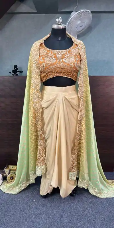 BD 1747 Orange Color Chinon Silk Embroidery Sequins Work Dhoti Suit Casual, Wedding, Party, Festive, Events Etc.4-6 Working Days@ 1999/-only | Jump Suits, Salwar suit, Casual Suits, Creative suits, Designer Suits, Palazzo Suits, Party Wear Suits, Patiala Suits, Straight Suits