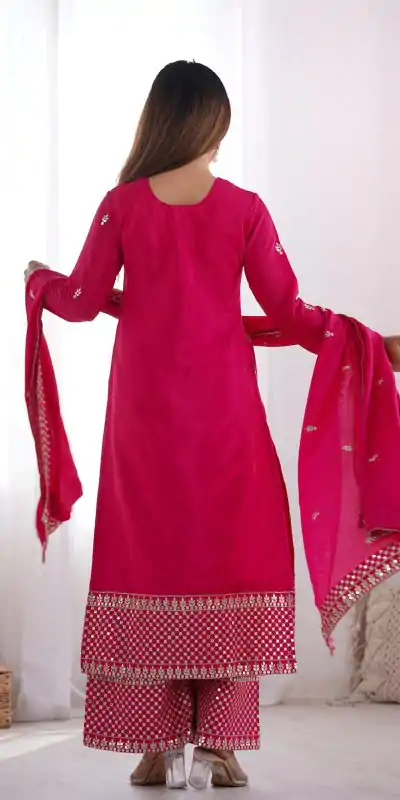 KB 282 Pink Color Chinon Silk Embroidery Jari Work Salwar Suit Casual, Wedding, Festive, Events . Expected Delivery 4-6 Working Days @1949/- only | Jump Suits, Salwar suit, Casual Suits, Creative suits, Designer Suits, Palazzo Suits, Party Wear Suits, Patiala Suits, Straight Suits