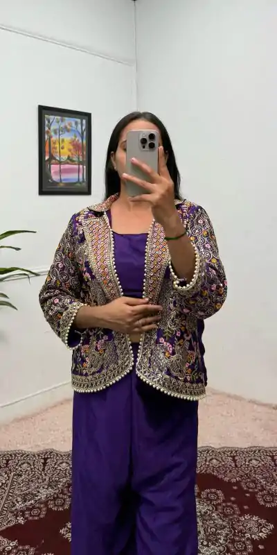 ST 1096 Purple Color Chinon Embroidery Work With Moti Lace Salwar Suit Casual, Wedding, Festive, Events . Expected Delivery  4-6 Working Days @1999/- only      | Jump Suits, Salwar suit, Casual Suits, Creative suits, Designer Suits, Palazzo Suits, Party Wear Suits, Patiala Suits, Straight Suits