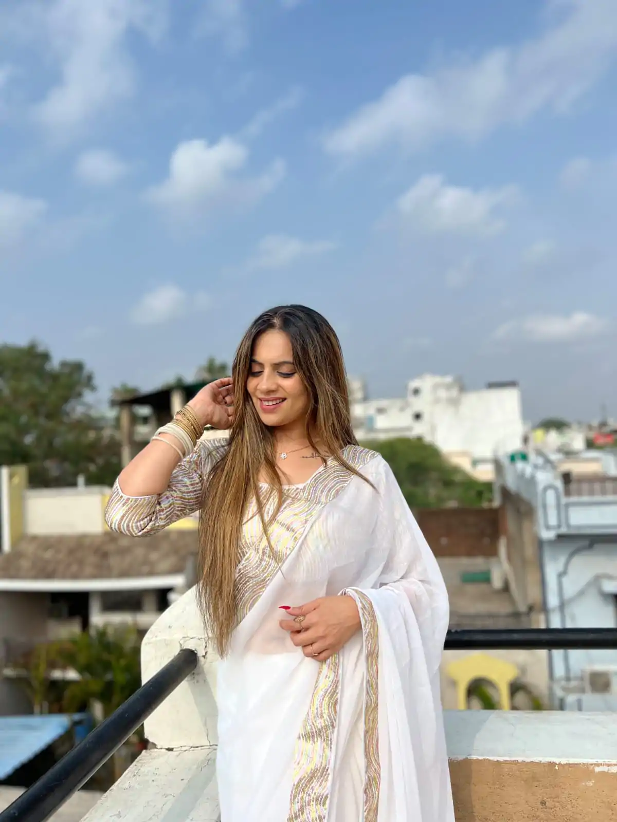 JR 579 White Color Georgette Sequence Work Lace Saree Casual, Wedding, Festive, Events . Expected Delivery  4-6 Working Days @1599/- only                                                                                                                                             | Sarees, Bollywood Sarees, Creative Sarees, Designer Sarees, Embroidered Sarees, Ethnic Saree, Modern Digital sarees, Party Wear Sarees