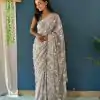 Magical Grey Color Georgette Sequence Work Saree