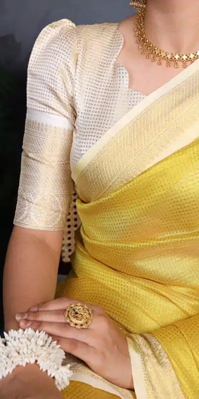 YNF 7403 Yellow Color Jacquard Chex Zari Weaving Work Saree Casual, Wedding, Festive, Events . Expected Delivery  4-6 Working Days @1499/- only                                                                                                                                             | Sarees, Bollywood Sarees, Creative Sarees, Designer Sarees, Embroidered Sarees, Ethnic Saree, Modern Digital sarees, Party Wear Sarees