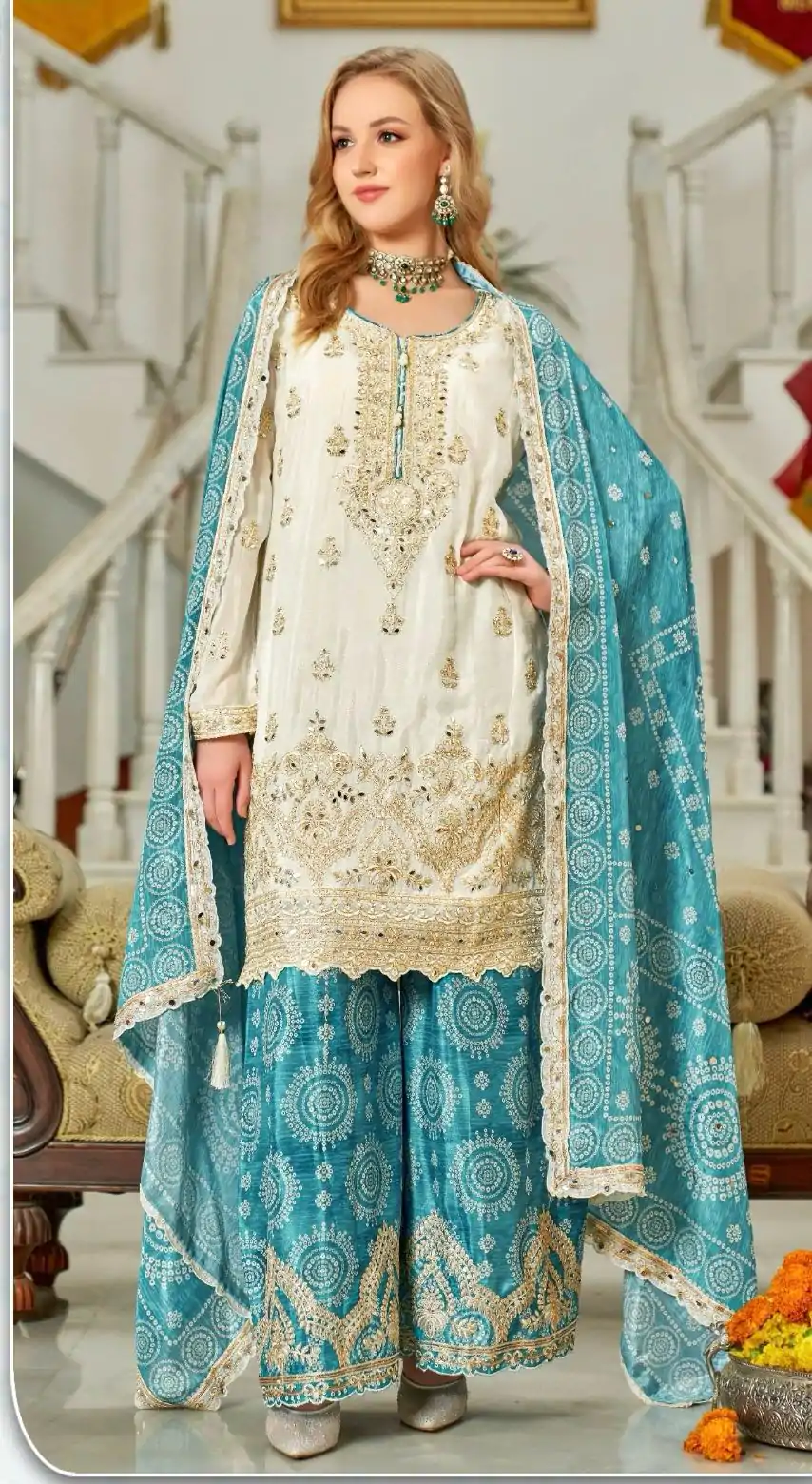 KF 1679 Blue Color Chinon Sequence Mirror Hand Work Salwar Suit Casual, Wedding, Festive, Events . Expected Delivery  4-6 Working Days @2299/- only      | Jump Suits, Salwar suit, Casual Suits, Creative suits, Designer Suits, Palazzo Suits, Party Wear Suits, Patiala Suits, Straight Suits