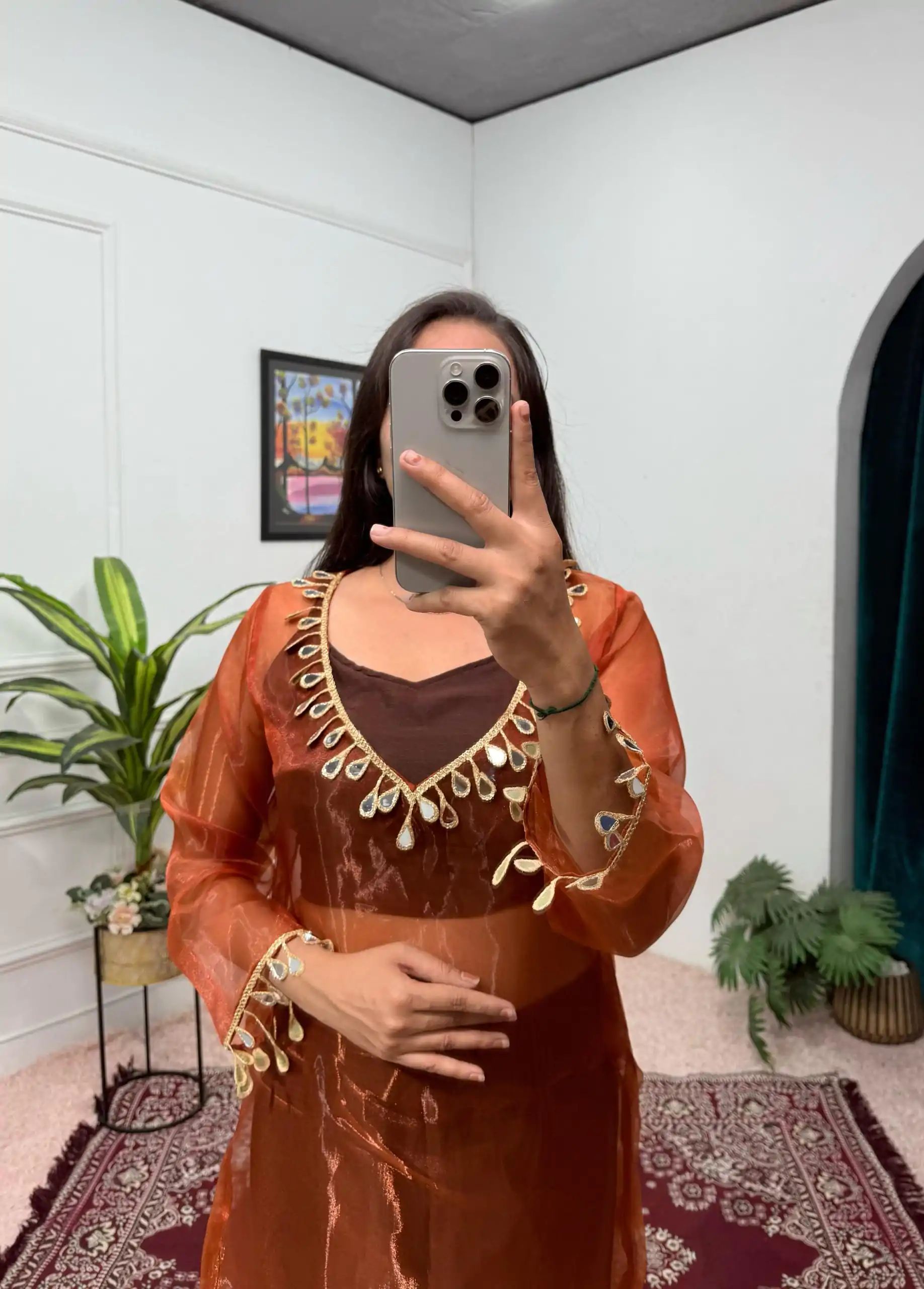 ST 1100 Brown Color Organza Mirror Lace Work Salwar Suit Casual, Wedding, Festive, Events . Expected Delivery 4-6 Working Days @1699/- only | Jump Suits, Salwar suit, Casual Suits, Creative suits, Designer Suits, Palazzo Suits, Party Wear Suits, Patiala Suits, Straight Suits