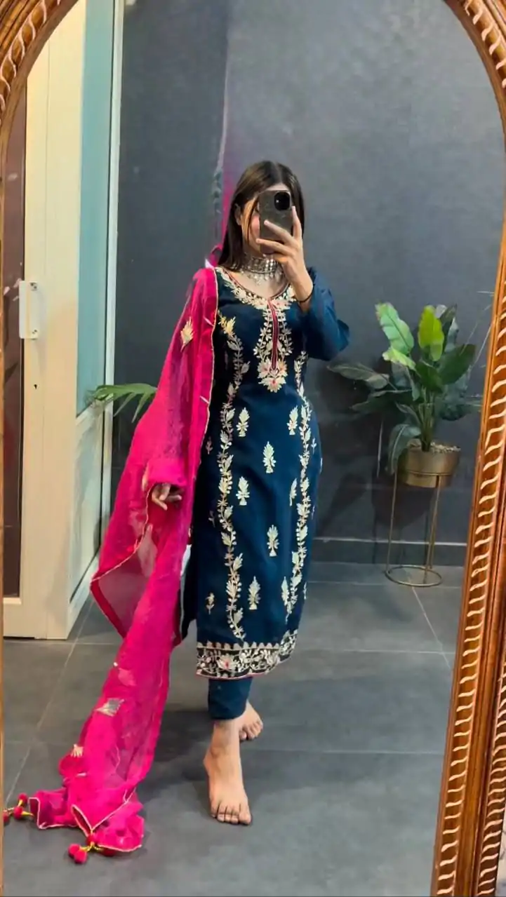 SR 1662 Navy Blue Color Chinon Silk Sequence Work Salwar Suit Casual, Wedding, Festive, Events . Expected Delivery  4-6 Working Days @1799/- only      | Jump Suits, Salwar suit, Casual Suits, Creative suits, Designer Suits, Palazzo Suits, Party Wear Suits, Patiala Suits, Straight Suits