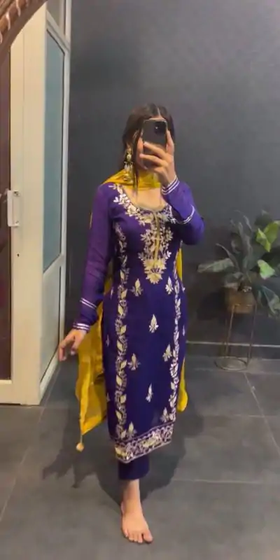 SR 1662 Purple Color Chinon Silk Sequence Work Salwar Suit Casual, Wedding, Festive, Events . Expected Delivery  4-6 Working Days @1799/- only      | Jump Suits, Salwar suit, Casual Suits, Creative suits, Designer Suits, Palazzo Suits, Party Wear Suits, Patiala Suits, Straight Suits
