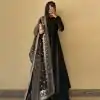 Black Chinon Silk With Inner Plain Anarkali Gown