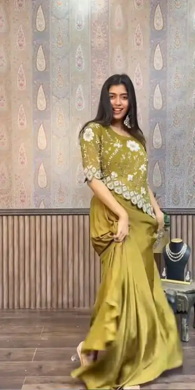 LG 1937 Mehndi Color Chinon Sequence Work Skirt Suit Casual, Wedding, Festive, Events . Expected Delivery  4-6 Working Days @1999/- only      | Jump Suits, Salwar suit, Casual Suits, Creative suits, Designer Suits, Palazzo Suits, Party Wear Suits, Patiala Suits, Straight Suits