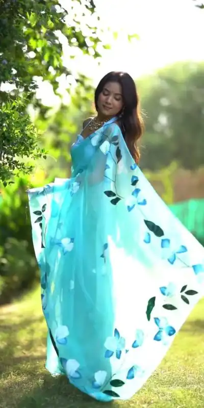 SC 407Sky Blue Color Soft Organza Silk Ready To Wear Saree Casual, Wedding, Festive, Events . Expected Delivery  4-6 Working Days @1599/- only                                                                                                                                           | Sarees, Bollywood Sarees, Creative Sarees, Designer Sarees, Embroidered Sarees, Ethnic Saree, Modern Digital sarees, Party Wear Sarees