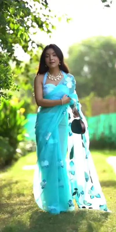 SC 407Sky Blue Color Soft Organza Silk Ready To Wear Saree Casual, Wedding, Festive, Events . Expected Delivery  4-6 Working Days @1599/- only                                                                                                                                           | Sarees, Bollywood Sarees, Creative Sarees, Designer Sarees, Embroidered Sarees, Ethnic Saree, Modern Digital sarees, Party Wear Sarees