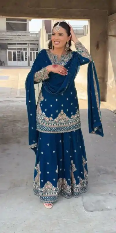 RTC 5852 Royal Blue Color Chinon Silk Thread Sequence Work Salwar Suit Casual, Wedding, Festive, Events . Expected Delivery  4-6 Working Days @2099/- only      | Jump Suits, Salwar suit, Casual Suits, Creative suits, Designer Suits, Palazzo Suits, Party Wear Suits, Patiala Suits, Straight Suits