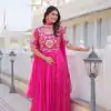Stylist Pink Color Bandhej Fox Georgette Sequence Work Gown